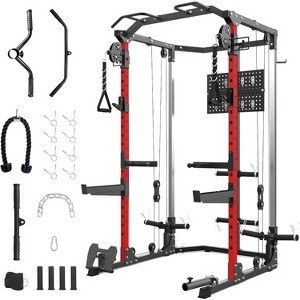 Coucheta Power Cage, 2000 LBS Squat Rack, Multifunctional Weight Cage with LAT Pulldown and Cable Crossover System, Workout Cage with Adjustable - 1 of 4