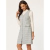 INSPIRE CHIC Women's V Neck Button Front Pockets Vintage Sleeveless Plaid Tweed Pinafore Dress - 2 of 4