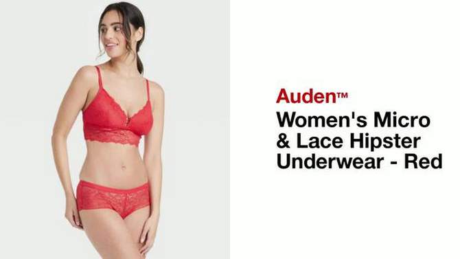 Women's Micro and Lace Hipster Underwear - Auden™ Red, 2 of 8, play video