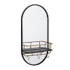 Metal Oval 1 Shelf Wall Mirror Black - Olivia & May: Modern Style, Round Shape, No Assembly Required - 2 of 4