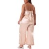 Agnes Orinda Women's Satin Plus Size Cami Top and Pants with Pockets 2 Piece Pajama Sets - 4 of 4