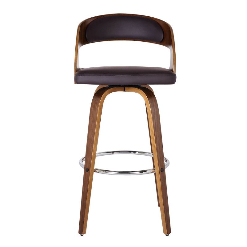 30&#34; Shelly Faux Leather Wood Swivel Barstool Brown - Armen Living, 6 of 10
