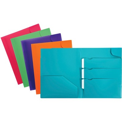 Oxford Poly Divide It Up 4 Pocket Folders, Assorted Colors, pk of 25