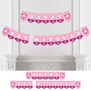 Big Dot of Happiness Pink Bat Mitzvah - Girl Party Bunting Banner - Party Decorations - Happy Bat Mitzvah - 1 of 4