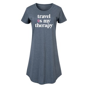Women's - Instant Message - Travel Is My Therapy Graphic T-shirt Dress - 1 of 4
