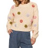 Women's 3d Flower Sweater - EN CREME - 3 of 4