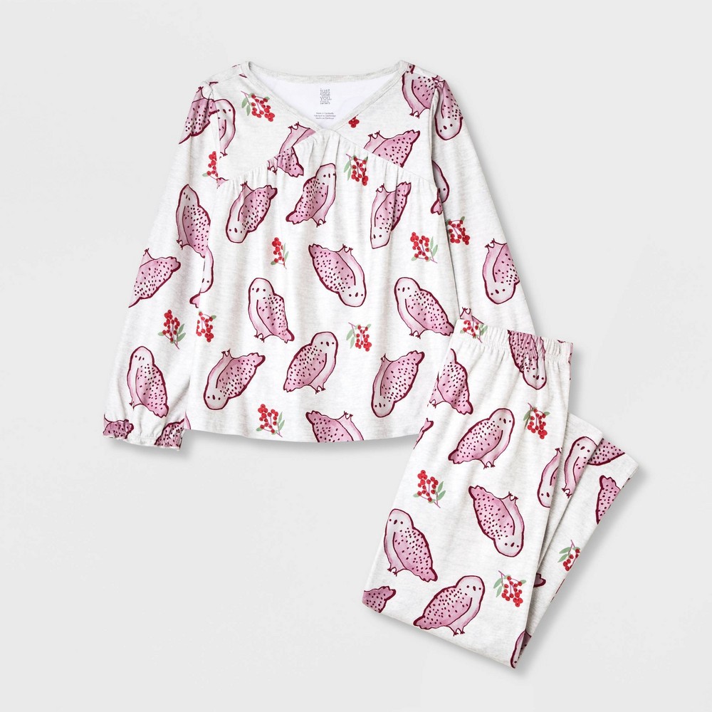 Carter's Just One You Girls' 2pc Fleece Owl Pajama Set - Gray/Purple 7