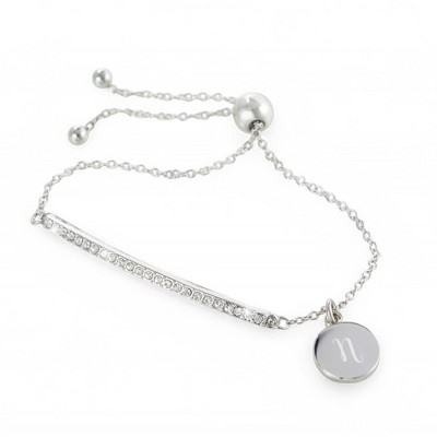 Personalization Mall Rhinestone Bar Personalized Initial Bolo Bracelet