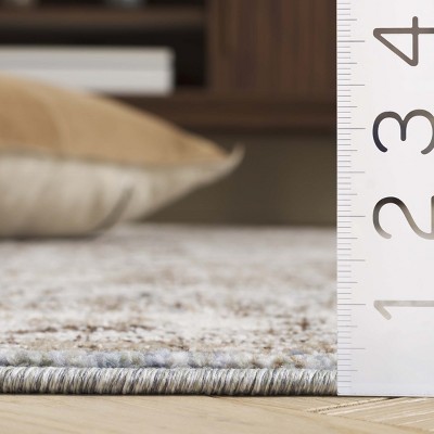 Antique Patina Blue and Beige Wool Area Rug