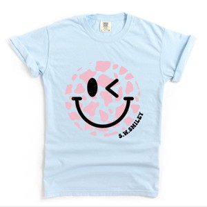 Simply Sage Market S.W.Smiley Cow Print Garment Dyed Tee - 1 of 4