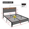 ALEXOUN Bed Frame with Storage Upholstered Headboard,Black Metal Frame,No Box Spring Needed,Heavy Duty Metal Slats,Easy Assembly,Grey - 3 of 4