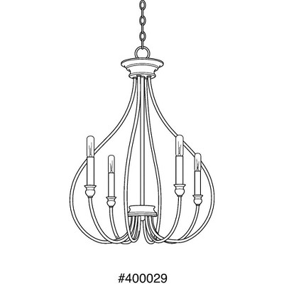 Graphite and Nickel 4-Light Mini Chandelier with Scrolled Frame