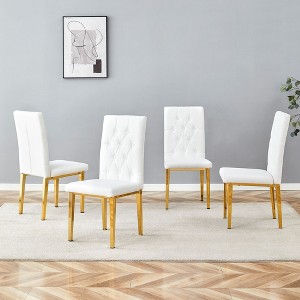 Sapphtopaz Modern Dining Chairs Upholstered Chair with Button Tufted and Metal Legs Chairs for Dining Room, Kitchen - 1 of 4