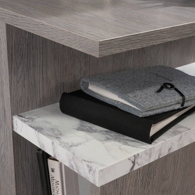 Ashen Oak Contemporary Nightstand with Faux Marble Accent