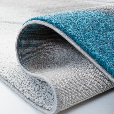 Hollywood Grey and Blue Abstract Runner Rug