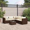 vidaXL 6 Piece Patio Lounge Set with Cushions - Brown, PE Rattan Outdoor Furniture for Garden/Backyard/Patio, Modular Design, Glass Tabletop - 2 of 4