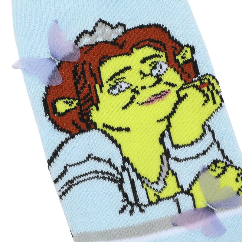 Shrek Fiona & Butterflies Women's Blue Casual Crew Socks, 3 of 7