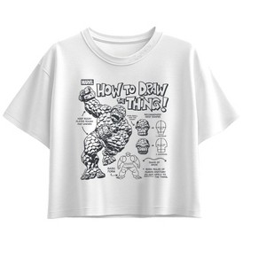 Girls' - Marvel - Fantastic Four How To Draw The Thing Short Sleeve Boxy Graphic T-Shirt - 1 of 1