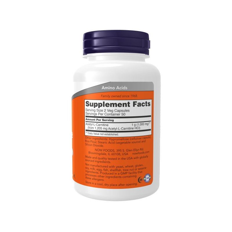 Now Foods Acetyl-L-Carnitine 500mg  -  100 Capsule, 2 of 4