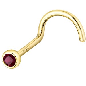 Jewelry Avalanche 22G 14K Gold Bezel-set Ruby Nose Screw Nose Stud - 1 of 3