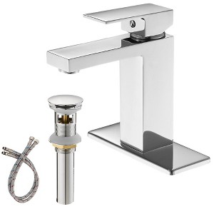 BWE Single Hole Single-Handle Low-Arc Bathroom Faucet With Pop-up Drain Assembly - 1 of 4