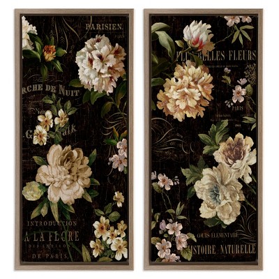 Stupell Industries Vintage French Typography Flowers, 15" x 31"