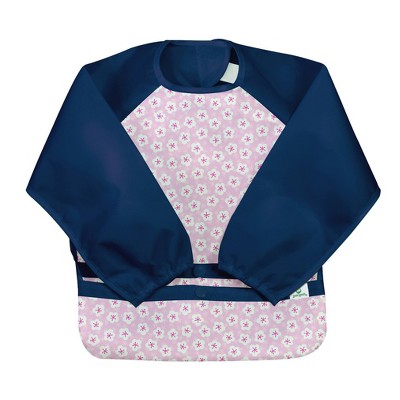 green sprouts Snap & Go Easy-wear Long Sleeve Bib - Pink Blossom - 12/24 Months