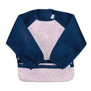 green sprouts Snap & Go Easy-wear Long Sleeve Bib - Pink Blossom - 12/24 Months - 1 of 4