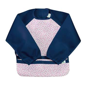 green sprouts Snap & Go Easy-wear Long Sleeve Bib - Pink Blossom - 12/24 Months