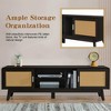 KIGFTSOD 63'' Dark Rattan TV Stand - 2 Storage Cabinets, Solid Wood Legs, Fits 65 Inch TV, Media Console for Living Room & Bedroom - 4 of 4