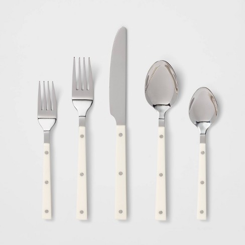 Black Rivet Silverware Set Flatware Retro Stainless