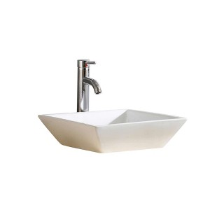 Fine Fixtures Stylized Vessel Bathroom Sink Vitreous China- Square - 1 of 4