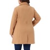 Women's Plus Size Lapel Long Sleeves Pockets Winter Casual Single Breasted Pea Coat with Belt - Agnes Orinda - 4 of 4