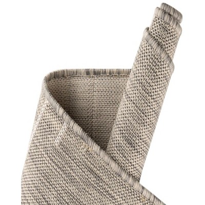 Gray Stripe Synthetic Flat Woven Outdoor Rug 4' x 6'