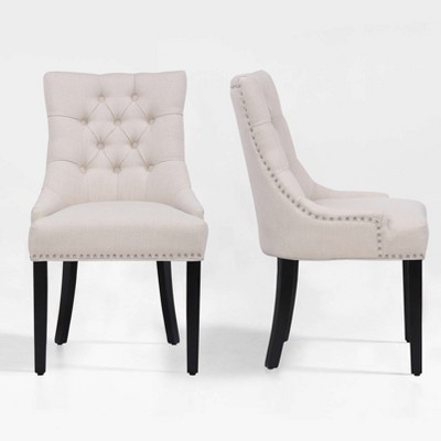 WestinTrends  Upholstered Wingback Button Tufted Dining Chair (Set of 2)