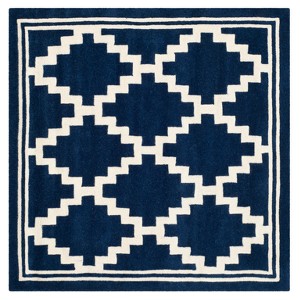 Navy/Ivory Geometric Tufted Square Area Rug 5