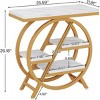 Syemin End Tables 3-Tier Narrow End Table with Storage, Modern Marble Sofa Side Table, Design Geometric Accent Table, Brown, 25.59"*11.81"*25.59" - 3 of 4