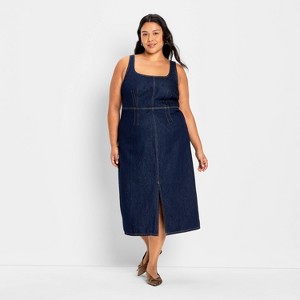Women's 90's Denim Midi A-Line Dress - Future Collective Dark Wash - 1 of 3