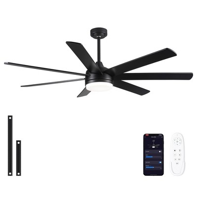YUHAO 84 in. Indoor Industrial Aluminum Blades Reversible DC Motor Ceiling Fan with Light and Remote Control