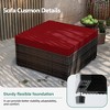 UPHA 2-Piece Rattan Ottoman Set with Red Cushions, Brown Wicker Frame - 4 of 4