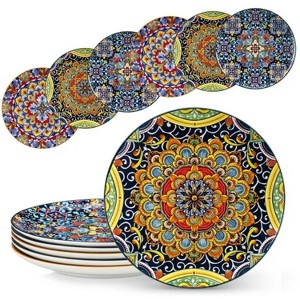 LunaLulinlk Bohemian Style 6 Piece Dinner Plates Sets, 10.5" large dinner plates Service for 6, Microwave and Dishwasher Safe - 1 of 4