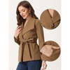 Allegra K Women's Shawl Lapel Collar Buttoned Winter Belted Slant Pockets Pea Coat - 2 of 4