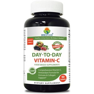 Brieofood Food Based Vitamin C 1000mg 90 Tablets - Premium Formula with Brieofood Fruit & Vegetable Blends, Digestive Blend, Vegetable Omega Blend - 1 of 4