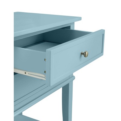 Franklin Blue Wood 2-Drawer Accent Table with Lower Shelf
