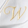 Linum Home Textiles Hotel 100% Turkish Cotton Waffle Terry Personalized White Bathrobe with Gold Satin Piped Trim in Gold Script Font - 2 of 2