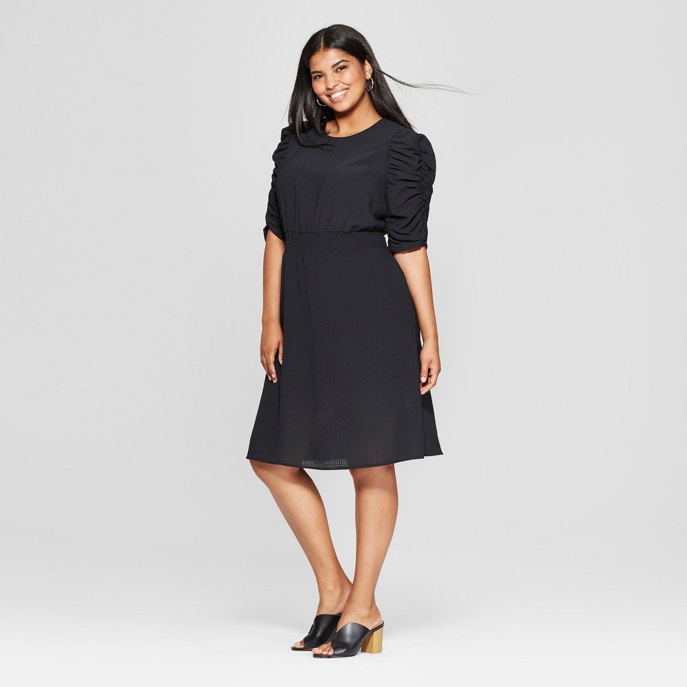 Women's Plus Size Smocked Waist Dress - Who What Wear Black 4X, Size: Small was $34.99 now $15.74 (55.0% off)
