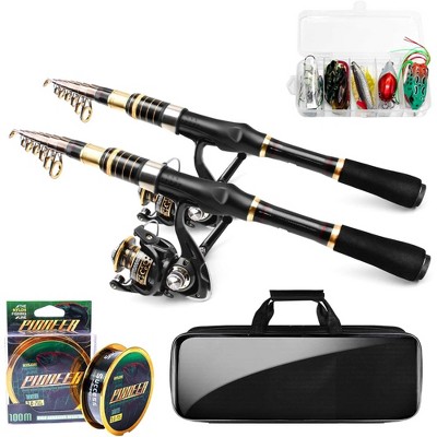 Probe Hues Fishing Rod and Reel Combo, Collapsible Carbon Fiber Pole Kit