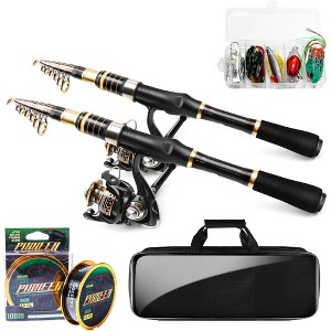 Probe Hues Fishing Rod and Reel Combo, Collapsible Carbon Fiber Pole Kit - 1 of 3