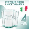 Amici Home Italian Recycled Green Water Tap Hiball Glass, Drinking Glassware with Green Tint, Embossed Water Faucet Icon, Set of 4,16-Ounce - image 2 of 4