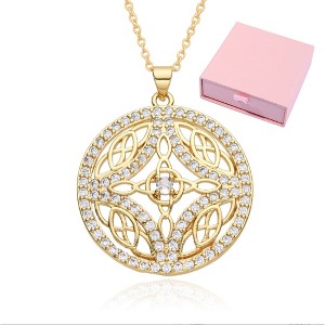 Elegant Round Pendant Necklace for Women – Fashionable Celtic Knot, Gilded Sterling, with Zirconia Accents - 1 of 3